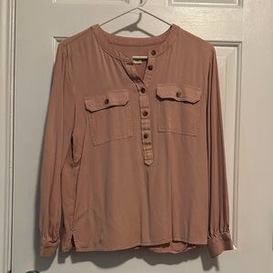 LOFT Pink Button-Front Blouse